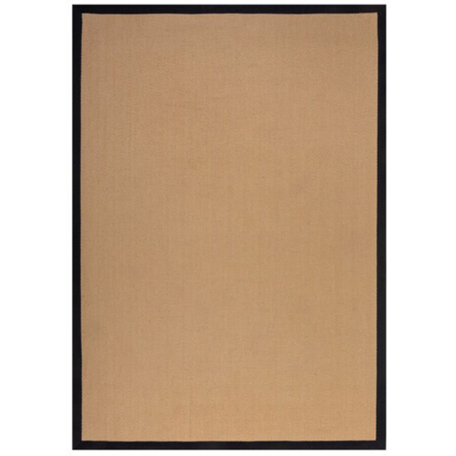 Teppich Kiria Beige/Schwarz Jute/Polyester 290 cm 200 cm - Farbe: natur, schwarz - Material: Stoff - Teppich