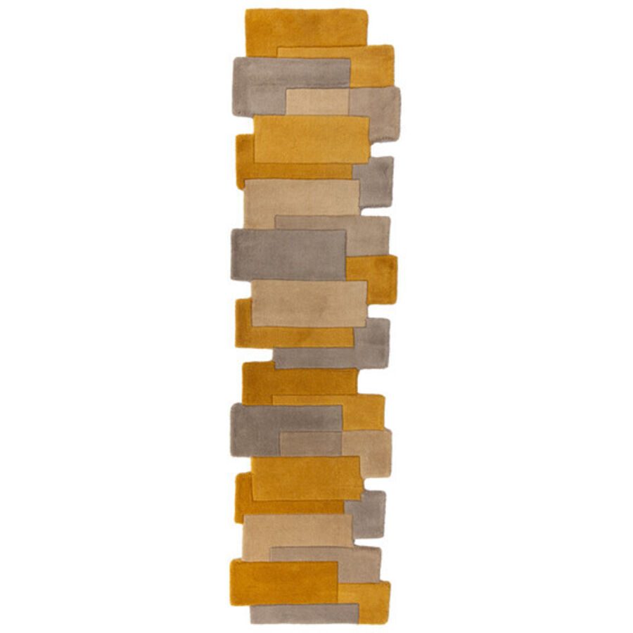 Teppich Collie Gelb/Beige/Grau Wolle 230 cm 60 cm - Farbe: Gelb, Grau, Beige - Teppich