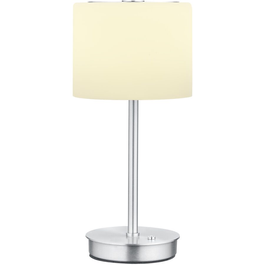Tischlampe Abby Silber/Weiss Metall/Glas 15.6 cm 34 cm - Farbe: Silber, Weiss - LED - Lichtfarbe: Extra warmweiss - Material: Metall, Glas -