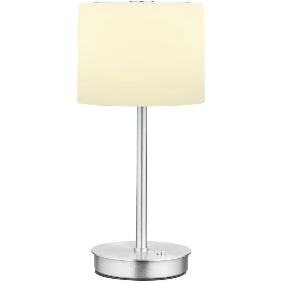 Tischlampe Abby Silber/Weiss Metall/Glas 15.6 cm 34 cm - Farbe: Silber, Weiss - LED - Lichtfarbe: Extra warmweiss - Material: Metall, Glas -