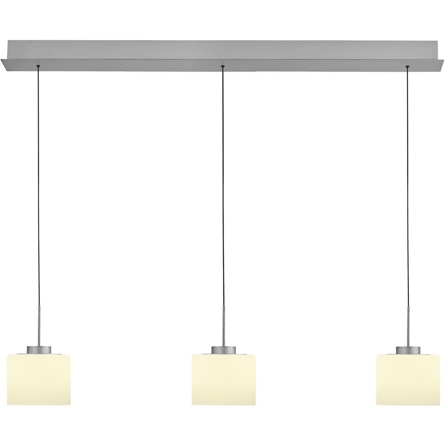 Pendellampe Abby Silber/Weiss Metall/Glas 110 cm 180 cm - Farbe: Silber/Opalweiss - LED - Lichtfarbe: Extra warmweiss - Pendellampe- LED