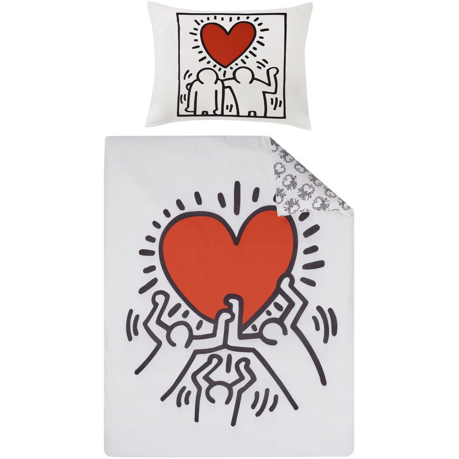 Keith Haring - Love Bettwäsche Set, 160 x 210 cm + 50 x 70 cm, Multicolor