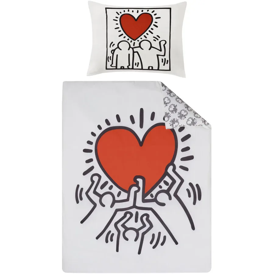 Keith Haring - Love Bettwäsche Set, 160 x 210 cm + 50 x 70 cm, Multicolor
