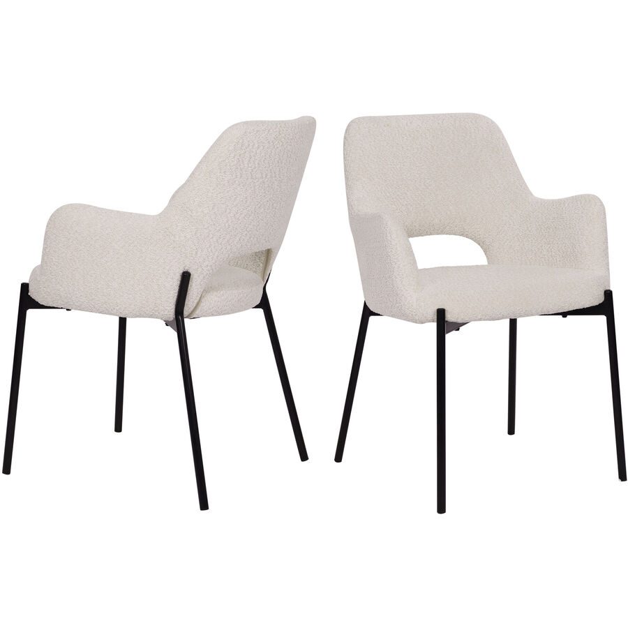 Armlehnstuhl 2er-Set Veliora Weiss Polyester/Metall 60.5 cm - Farbe: creme - Material: Bouclé - Armlehnstuhl 2er-Set