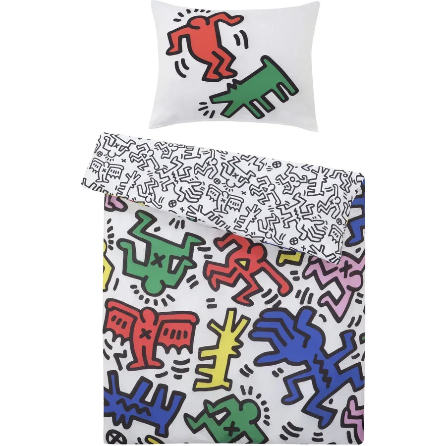 Keith Haring - Fun Bettwäsche Set, 160 x 210 cm + 50 x 70 cm, Multicolor