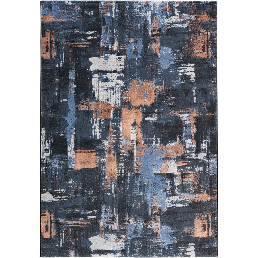 Teppich Marja Blau/Braun Polyethylen 200 cm 290 cm - Farbe: Dunkelblau - Material: Polypropylen - Teppich