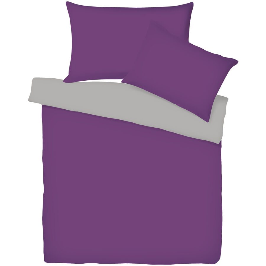 Living Home Kissenbezug Uni Doubleface Lila/Grau Baumwolle 50 cm 70 cm - Farbe: Pflaume/Schiefer - Kissenbezug