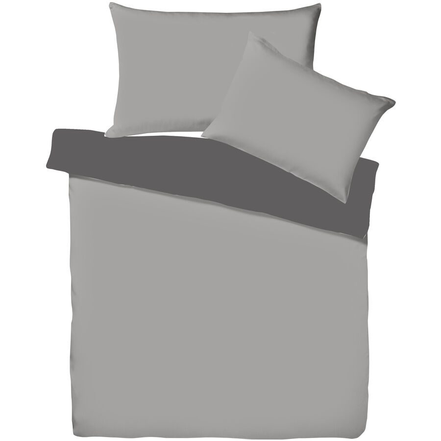 Living Home Kissenbezug Uni Doubleface Grau Baumwolle 50 cm 70 cm - Farbe: Schiefer/Anthrazit - Kissenbezug