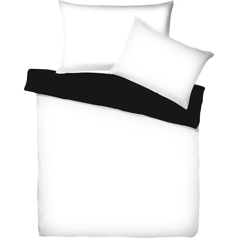 Living Home - Uni Satin Doubleface Kissenbezug, 65 x 100 cm, Schwarz/Weiss