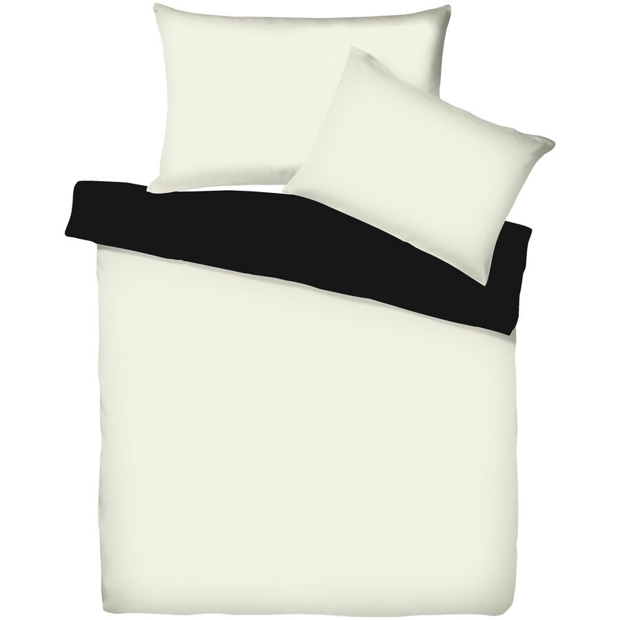 Living Home Kissenbezug Uni Doubleface Weiss/Schwarz Baumwolle 65 cm 100 cm - Farbe: Wollweiss/Schwarz - Kissenbezug