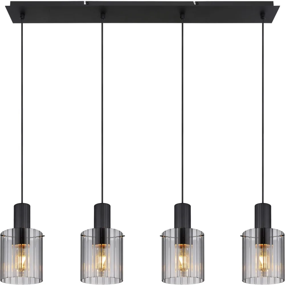 Pendellampe Coria Schwarz Glas/Metall 14 cm 120 cm - Material: Metall/Glas - Pendellampe