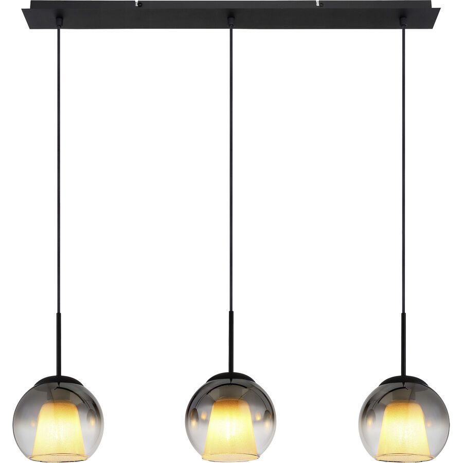 Pendellampe Bryon Schwarz Glas/Metall 18 cm 120 cm - Material: Metall/Glas - Pendellampe