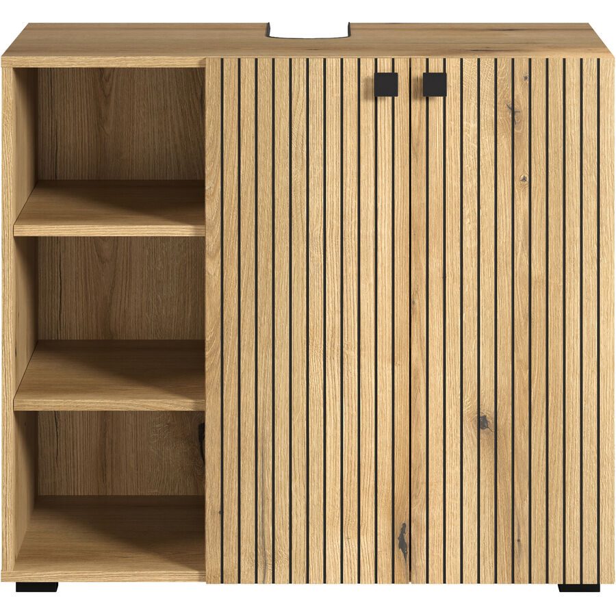 Waschbeckenunterschrank Garfield Braun Holz 90 cm 79 cm - Farbe: eiche - Material: Holzwerkstoff - Waschbeckenunterschrank