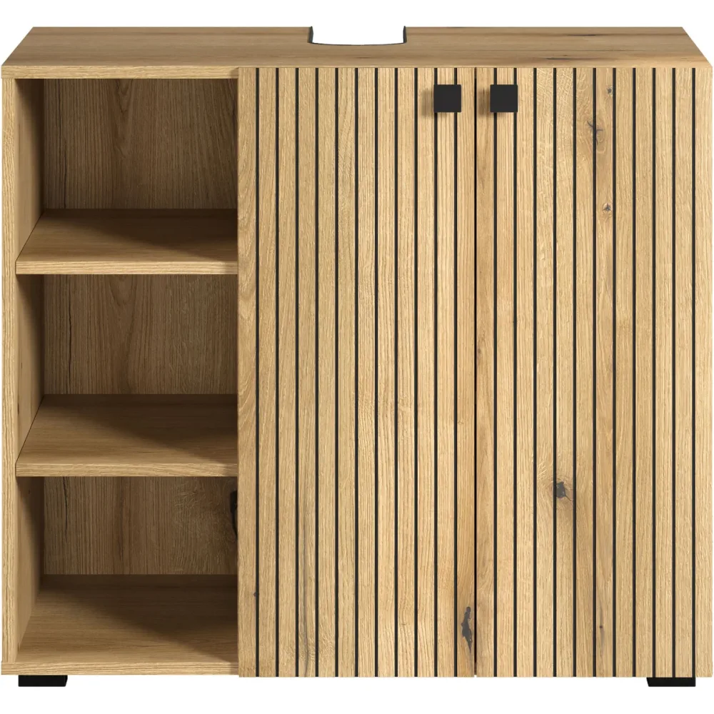 Waschbeckenunterschrank Garfield Braun Holz 90 cm 79 cm - Farbe: eiche - Material: Holzwerkstoff - Waschbeckenunterschrank