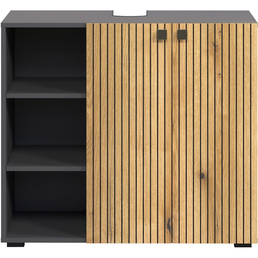 Waschbeckenunterschrank Garfield Grau Holz 90 cm 79 cm - Farbe: anthrazit - Material: Holzwerkstoff - Waschbeckenunterschrank