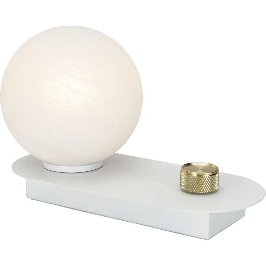 Tischlampe Belluno Weiss Stein/Metall 23 cm 13.5 cm - LED - Lichtfarbe: Warmweiss - Material: Marmor/Metall - Tischlampe- LED Energiesparlampe