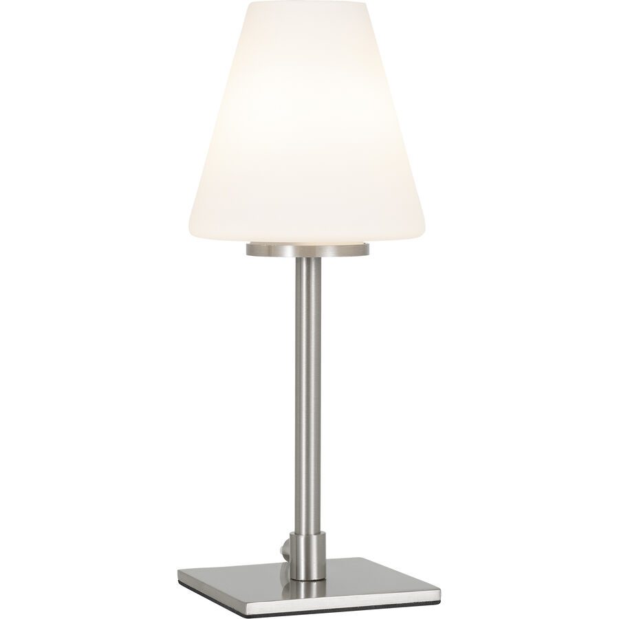 Tischlampe Makka Grau Glas/Metall 9 cm 25 cm - Farbe: Nickel - LED - Lichtfarbe: Warmweiss - Material: Metall/Glas - Tischlampe- LED Energiesparlampe