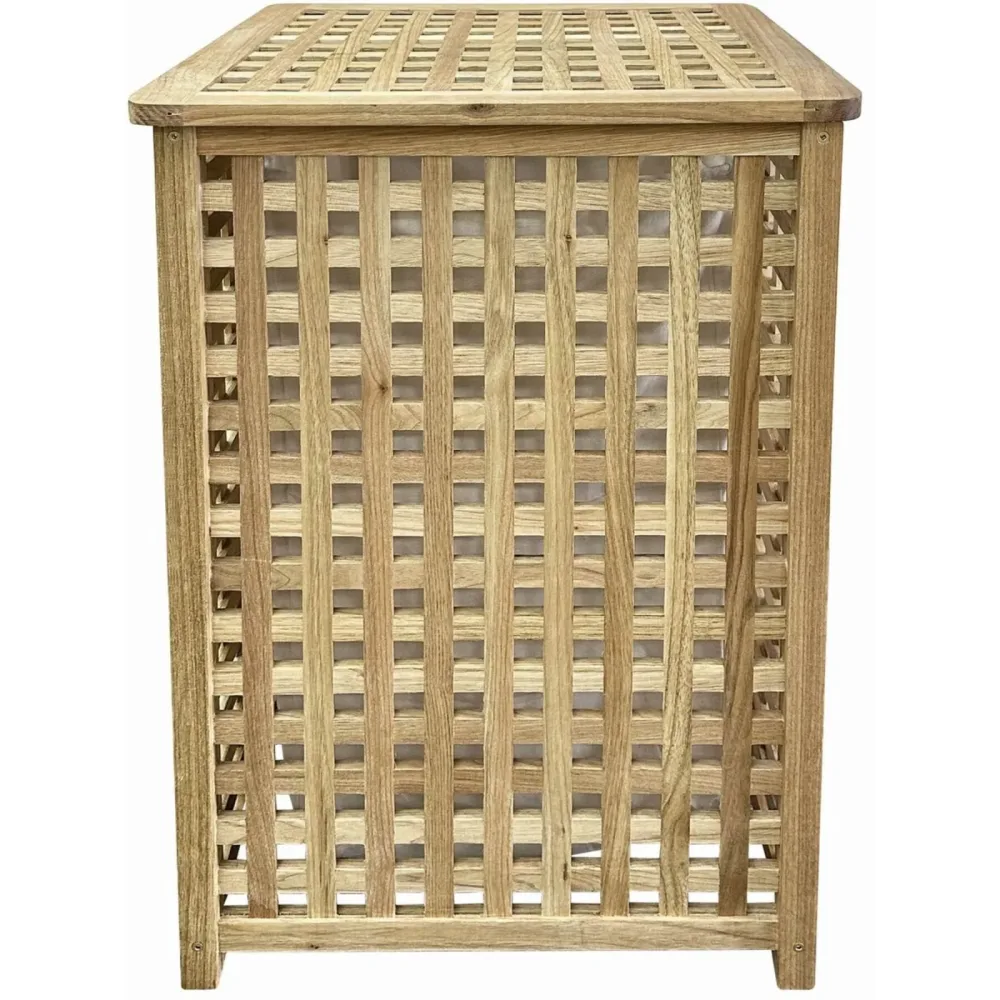 Wäschekorb Wendy Braun Naturfaser/Holz 67.5 cm - Material: Seegras/Walnussholz - Wäschekorb