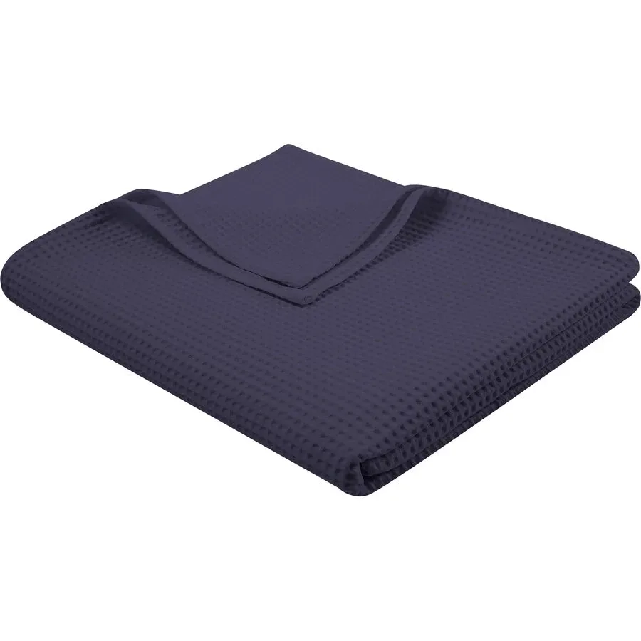 Wohndecke Lori Blau Baumwolle 210 cm 150 cm - Farbe: Dunkelblau - Wohndecke