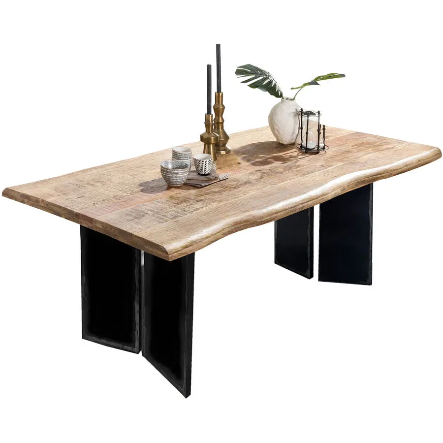 Esstisch Anter Schwarz Holz 240 cm - Farbe: natur - Material: Mango - Esstisch