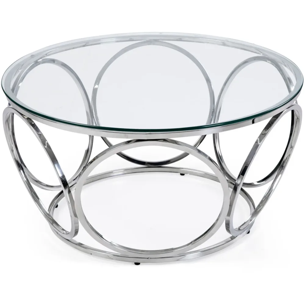 Salontisch Annina Silber/Transparent Edelstahl/Glas 80 cm - Farbe: silber, transparent - Material: Sicherheitsglas, rostfreier Edelstahl - Salontisch