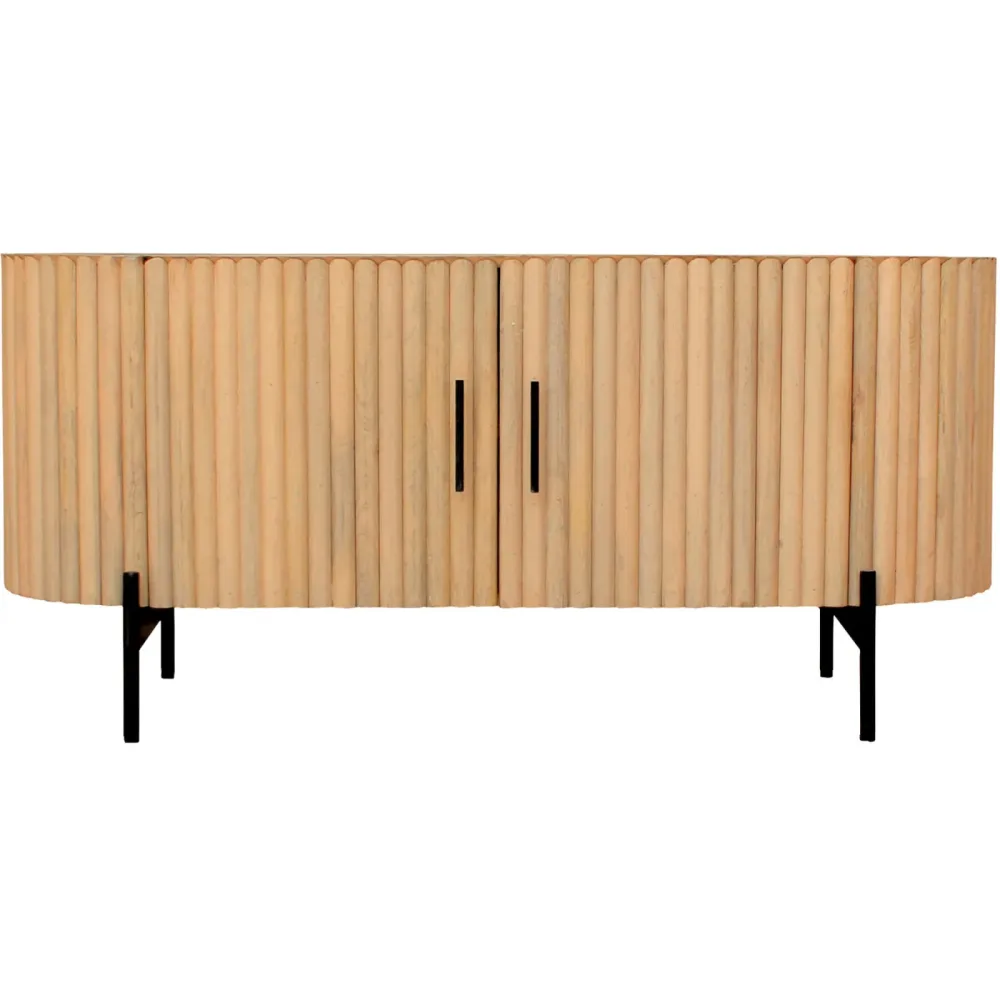 Lowboard Derik Braun/Schwarz Metall/Holz 120 cm 54 cm 40 cm - Farbe: natur/schwarz - Material: Mango/Metall - Lowboard
