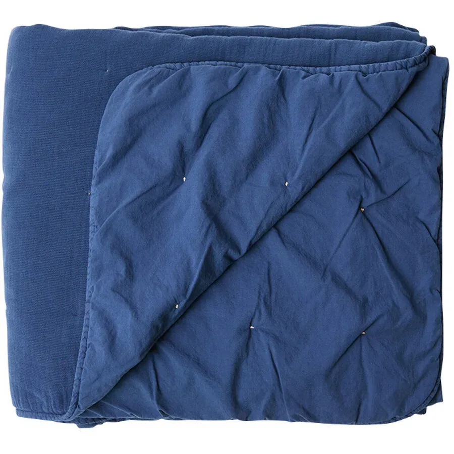 Lavie Wohndecke Nora Blau Baumwolle 150 cm 200 cm - Farbe: Indigo - Material: Bio Baumwolle - Wohndecke