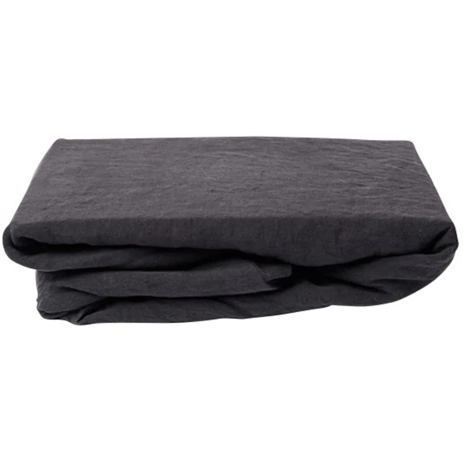 Lavie Fixleintuch Linus Grau Leinen 200 cm 160 cm - Farbe: anthrazit - Fixleintuch