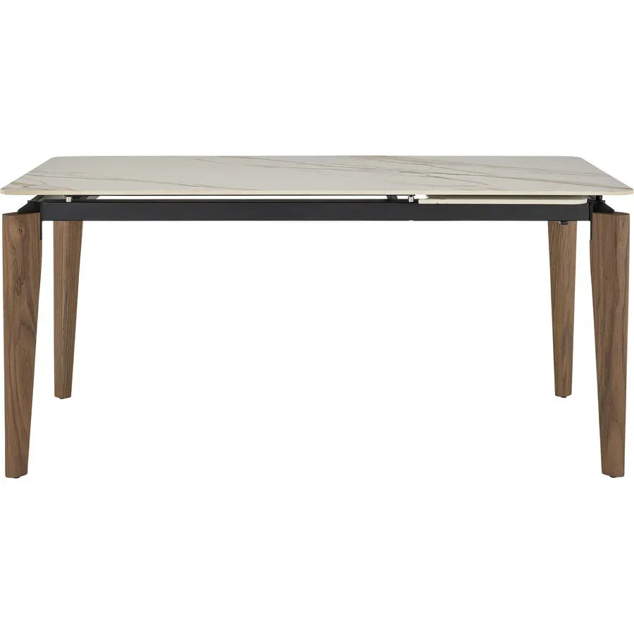 Tisch Tyla Weiss/Braun Keramik/Holz 90 cm Ausziehbar - Tisch