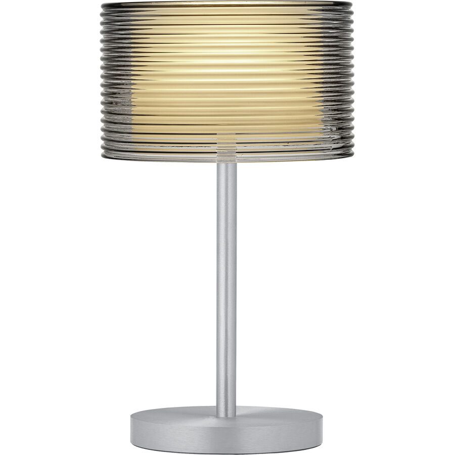 Designer-Tischlampe Bankamp Grand Groove aluminium matt dimmbar D 20 cm H 34 cm - Farbe: Silber - LED - Lichtfarbe: Extra warmweiss - Material: