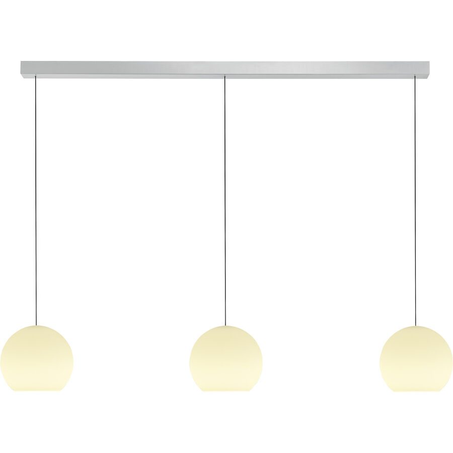 Designer-Pendellampe Bankamp Globe aluminium matt 3-flammig dimmbar - Farbe: Silber - LED - Lichtfarbe: Extra warmweiss - Material: Metall/Glas -