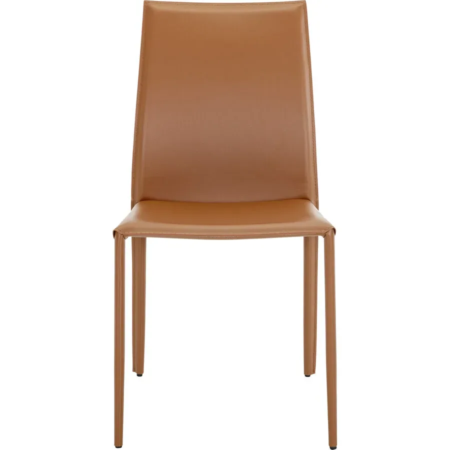 Stuhl Nihan Braun Leder/Metall 56 cm - Farbe: brick - Material: Recyceltes Leder/Metall - Stuhl