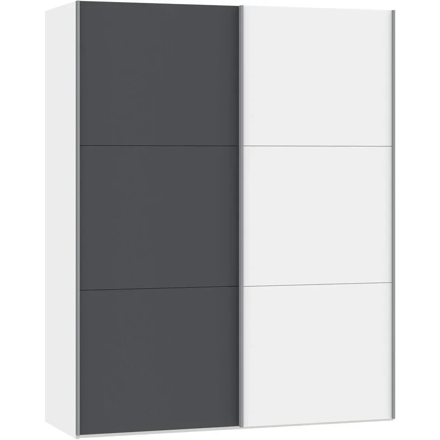 MyDeal Kleiderschrank Easy Go Weiss/Grau Holz 153 cm 65 cm 195 cm - Farbe: anthrazit/weiss - Material: Holzwerkstoff - Schweizer Möbelhersteller -