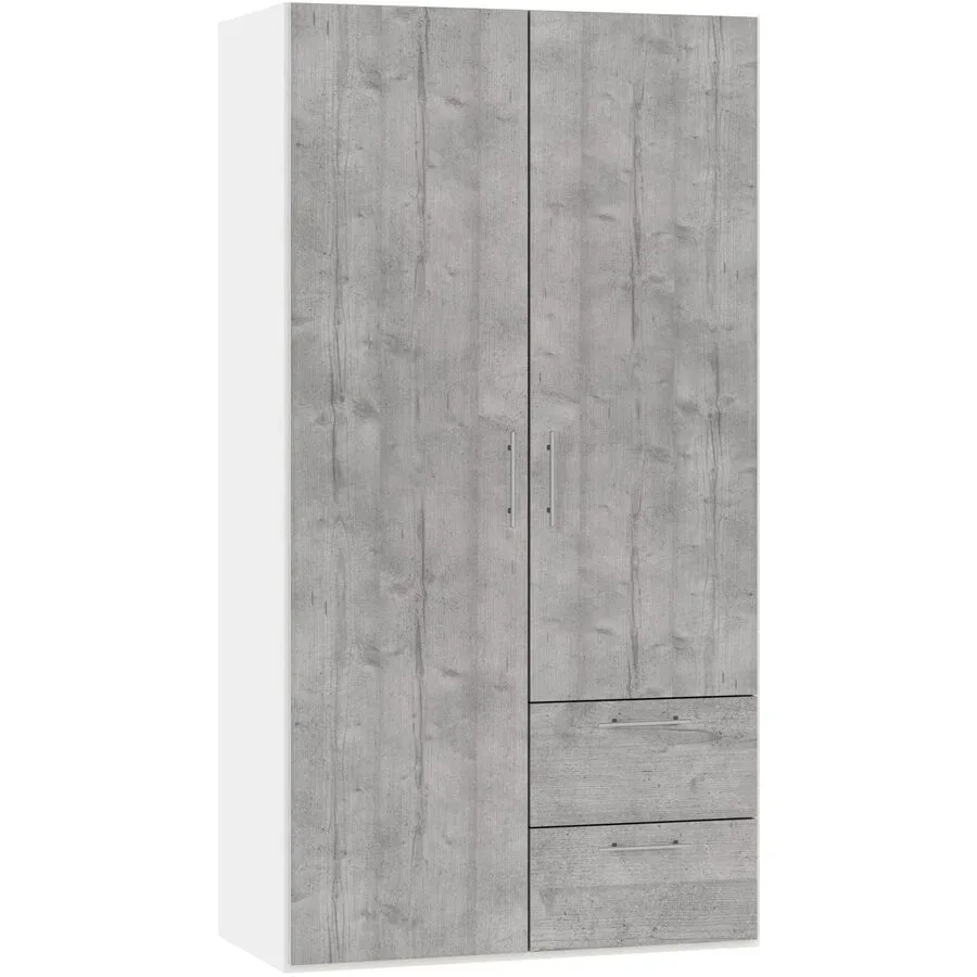 MyDeal Kleiderschrank Comfort go Grau Holz 102 cm 59 cm 195 cm - Farbe: betongrau - Material: Holzwerkstoff - Schweizer Möbelhersteller -