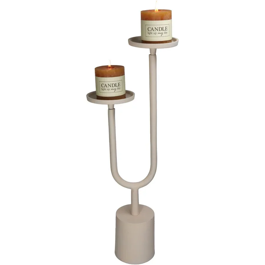 Kerzenhalter Kaars Beige Aluminium 58 cm - Farbe: elfenbein - Kerzenhalter