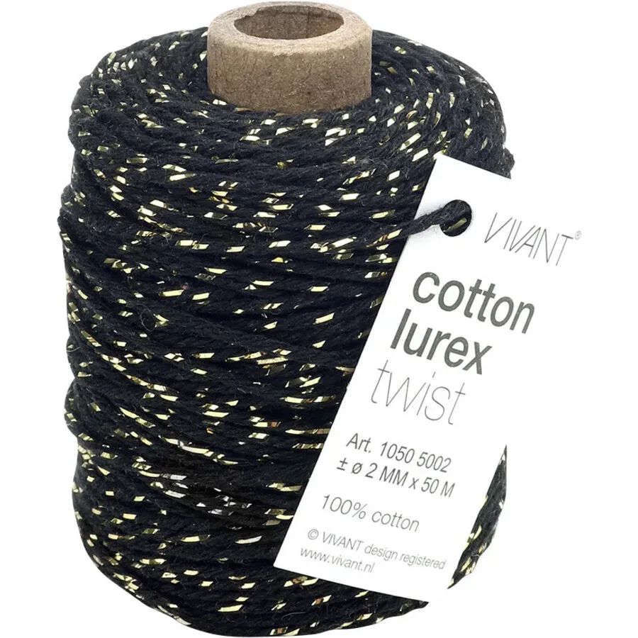 Vivant Geschenkband Office Schwarz Baumwolle/Kunststoff 2 mm - Material: Baumwolle, Lurex - Geschenkband