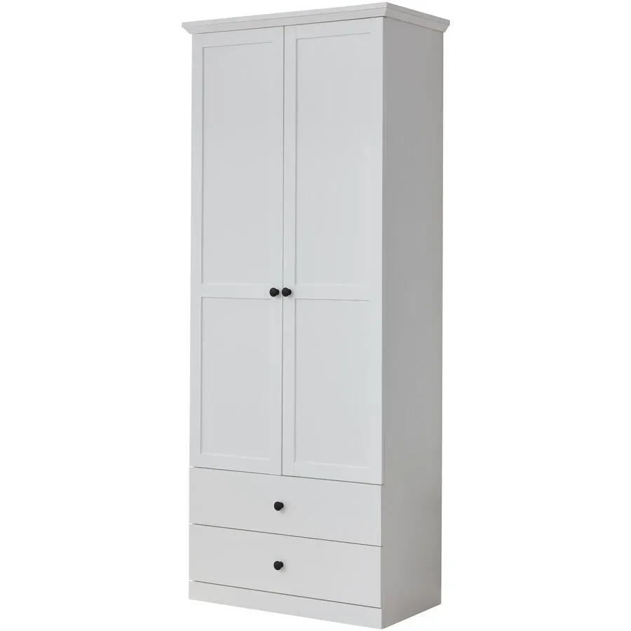 Garderobenschrank Wombat Weiss Holz 81 cm 196 cm - Material: Holzwerkstoff - Garderobenschrank