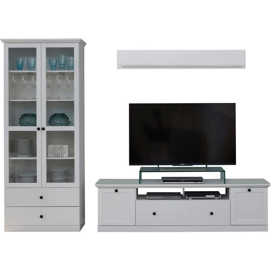 Wohnwand Wombat - Farbe: Weiss - Material: Holzwerkstoff - Wohnwand