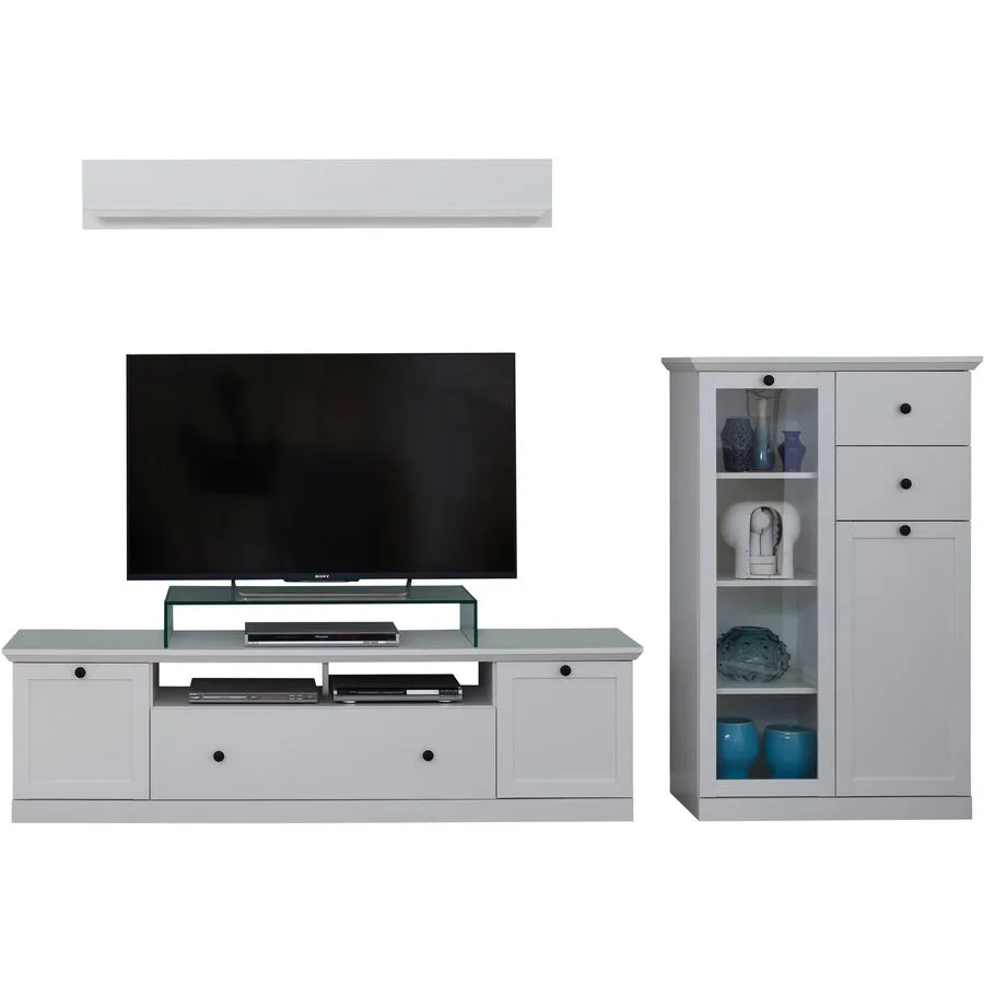 Wohnwand Wombat - Farbe: Weiss - Material: Holzwerkstoff - Wohnwand
