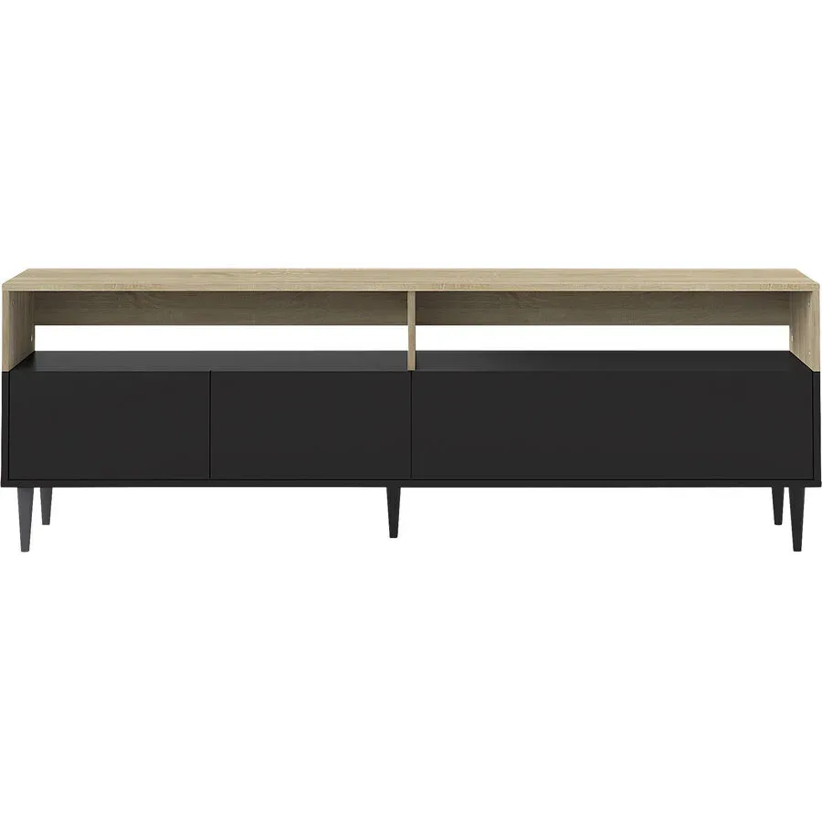 Lowboard Nila Schwarz Holzwerkstoff/Holz 180 cm 61 cm 40 cm - Farbe: schwarz/Eiche - Material: Spanplatte/Holzwerkstoff