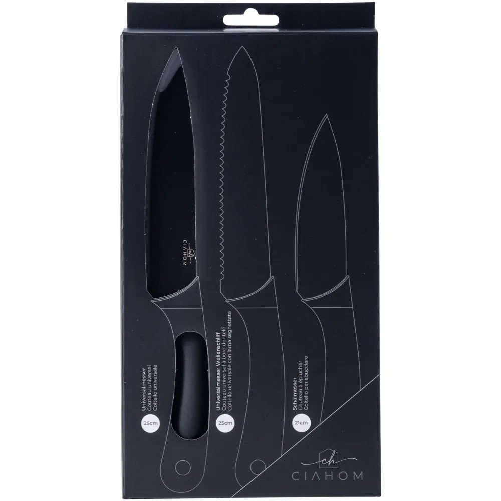 Messer-Set Everyday Schwarz Edelstahl/Kunststoff - Material: Edelstahl/Silikon - Messer-Set
