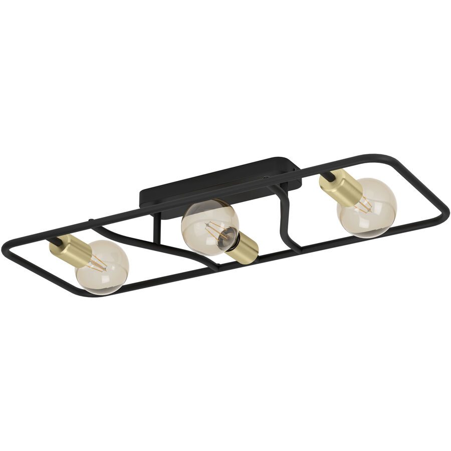 Eglo Deckenlampe Messinaro Schwarz Stahl 28 cm 11.5 cm - Farbe: Schwarz/Messing - Deckenlampe
