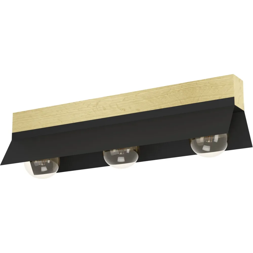 Eglo Deckenlampe Tarrafo Braun/Schwarz Stahl/Holz 15 cm 15.5 cm - Material: Holz/Stahl - Deckenlampe