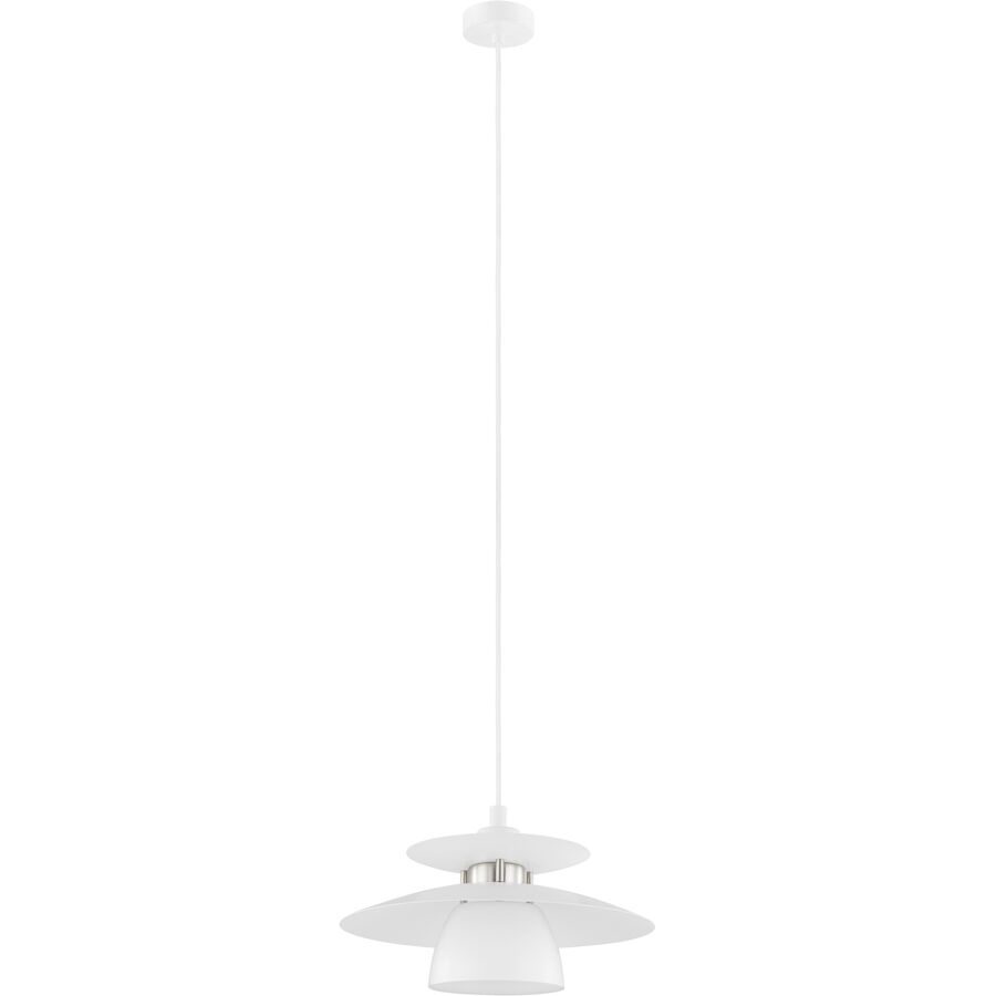 Eglo Pendellampe Brenda Weiss/Grau Stahl 32 cm 150 cm - Farbe: Nickel matt/weiss - Pendellampe