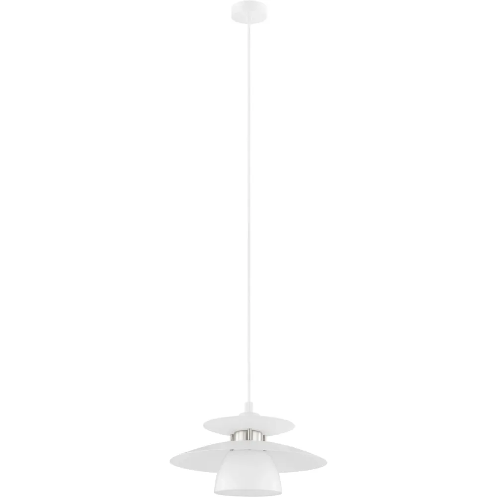 Eglo Pendellampe Brenda Weiss/Grau Stahl 32 cm 150 cm - Farbe: Nickel matt/weiss - Pendellampe