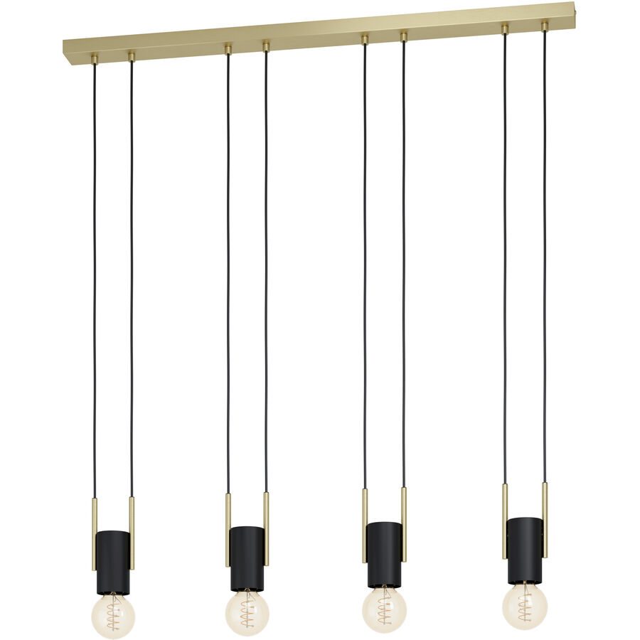 Eglo Pendellampe Bitachito Schwarz Stahl 5.5 cm 110 cm - Farbe: Schwarz/Messing - Pendellampe