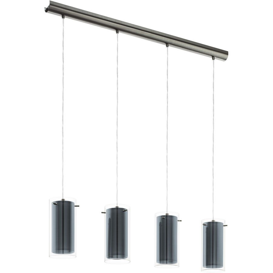 Eglo Pendellampe Pinto Textil Grau Stahl 12 cm 110 cm - Farbe: Nickel matt - Pendellampe