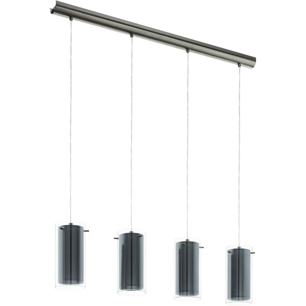 Eglo Pendellampe Pinto Textil Grau Stahl 12 cm 110 cm - Farbe: Nickel matt - Pendellampe