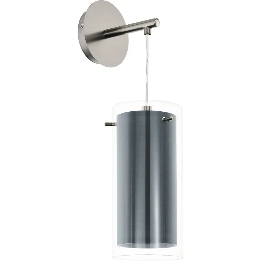 Eglo Wandlampe Pinto Textil Grau Stahl 44.5 cm - Farbe: Nickel matt - Wandlampe