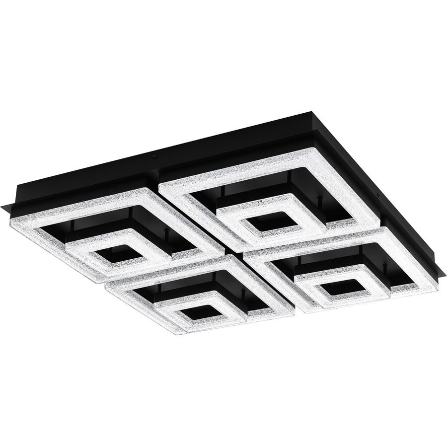Eglo Deckenlampe Fradelo 1 Schwarz Stahl 52 cm 9.5 cm - LED - Lichtfarbe: Warmweiss - Deckenlampe- LED Energiesparlampe